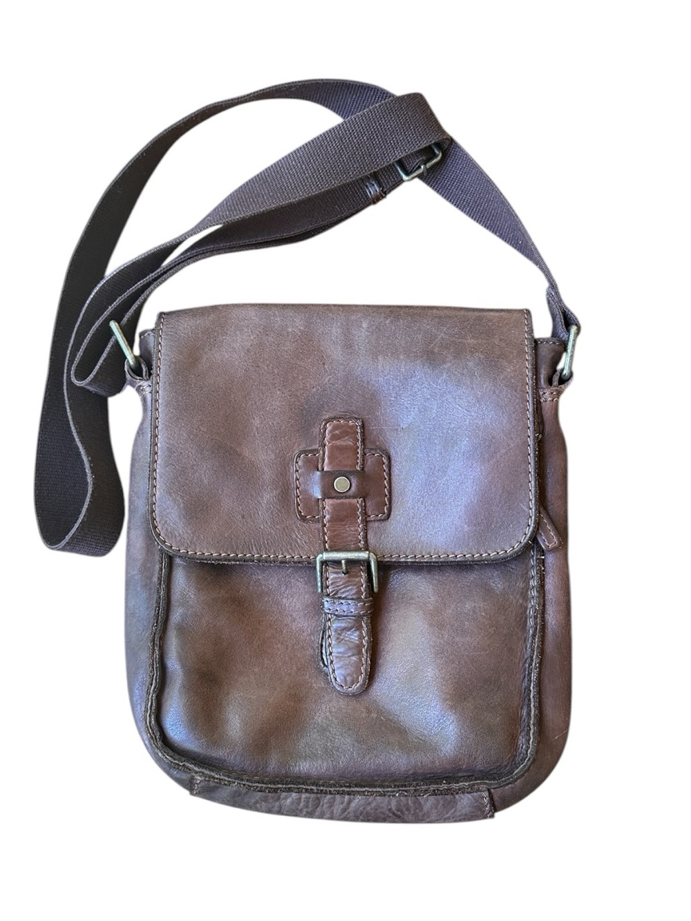 Brown Leather Crossbody Handbag Mini Messenger Bag Boho Indie Purse